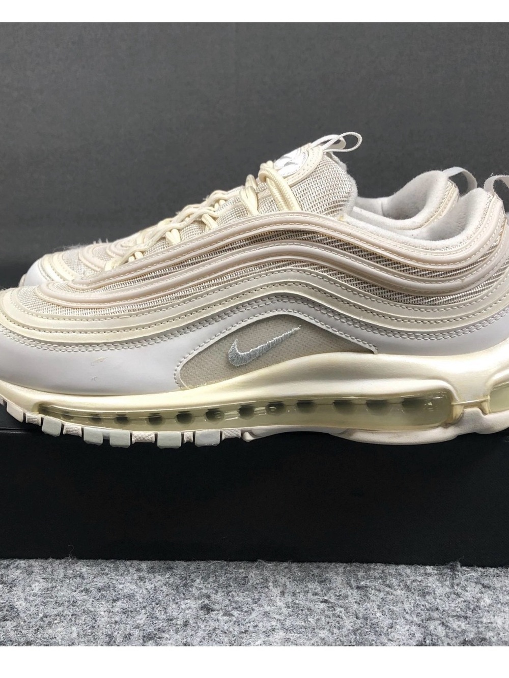 Nike Air Max 97 Shoes Womens 8.5 White Cream Mesh Running Sneakers - Picture 6 of 7